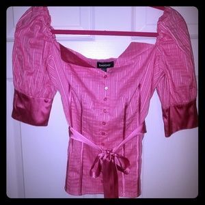 BEBE Pink Puffed Sleeve Blouse
